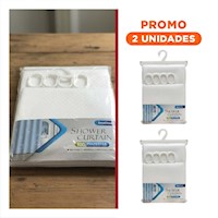 Pack2 Cortina Blanco con Patron Triangulos pensada para Ducha en 180x180cm